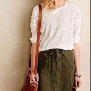 Anthropologie | TINY Fleur Blanche Embroidered Lace Top